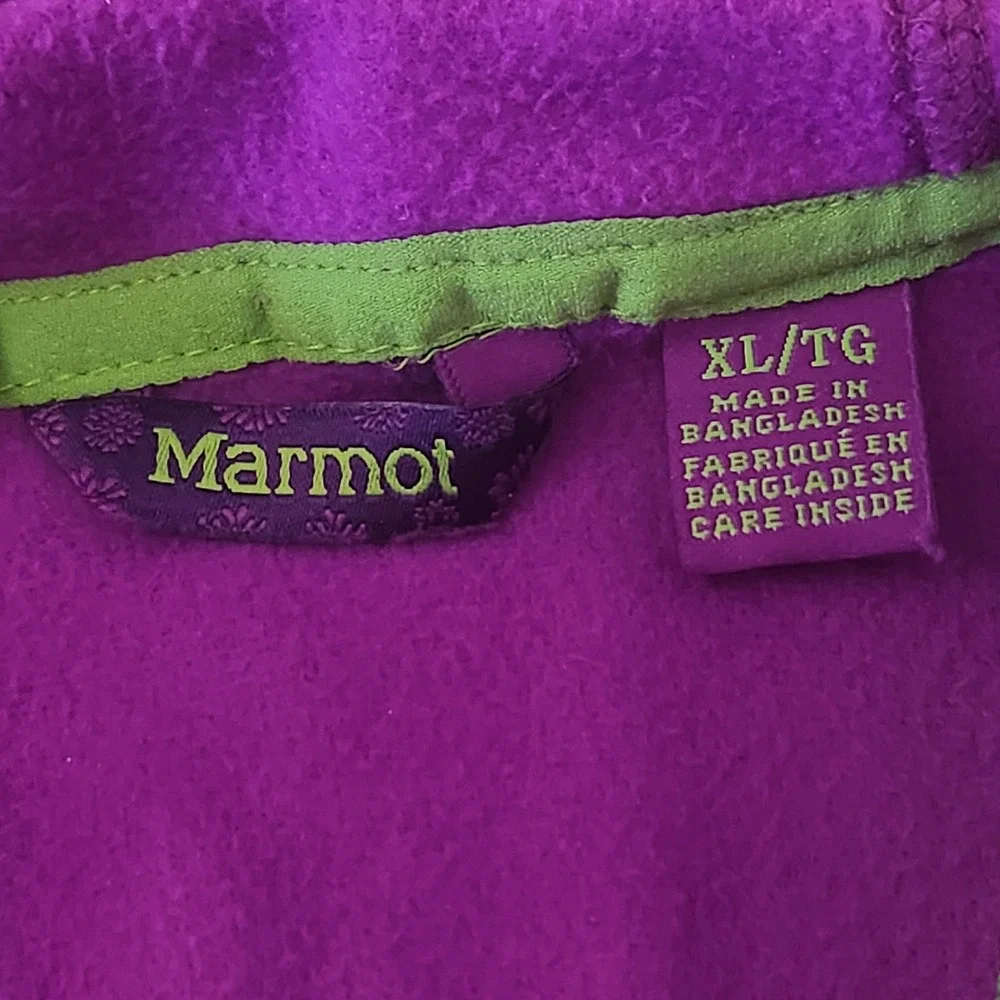 Marmot Power Stretch Hoodie Girls XL‎ Purple Lime Green Colorblock Full Zip